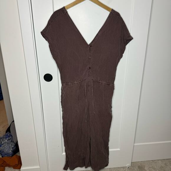 Cloth & Stone Wide Leg Crop Purple Drawstring Jumpsuit Size Large - Picture 2 of 8